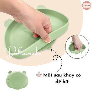 Khay ăn dặm silicone mini mẫu mới, có đế hít chống đổ