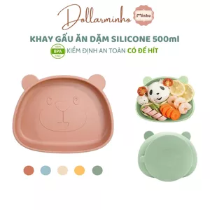 Khay ăn dặm silicone mini mẫu mới, có đế hít chống đổ
