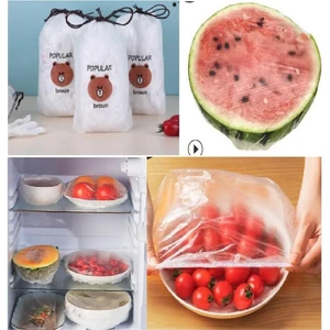 Set 100 Chiếc Màng Bọc Thực Phẩm Co Giãn Siêu Dai Có Chun Hình Túi Gấu