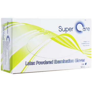 Hộp 100 cái Găng tay SUPER CARE Latex Có Bột Găng tay y tế Cao cấp Thái Lan Găng tay dùng trong nha khoa,thăm khám,spa,