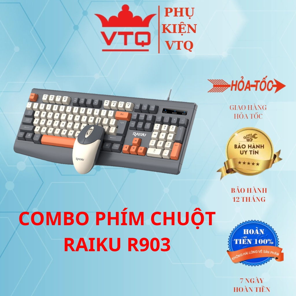 Bộ bàn phím và chuột máy tính giả cơ Gaming RAIKU R903 phím gõ êm dùng ...