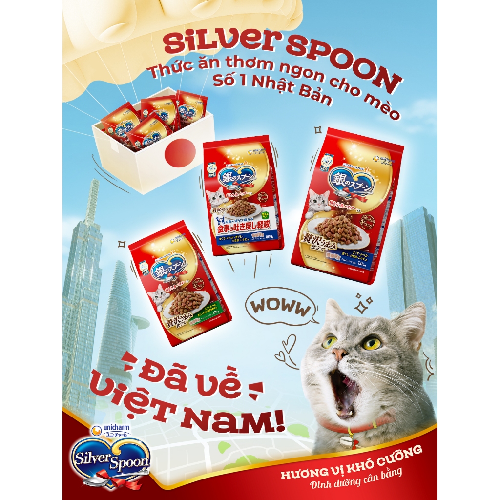 Thức ăn hạt cho mèo Silver Spoon Túi 1kg
