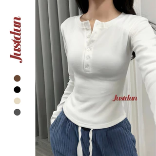 Áo thun tay dài len tăm lông thỏ Justdun T66
