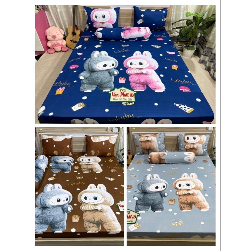 (ôm cột dây )Bộ ga thun hàn quốc 4 MÓN  NHIỀU MẪU rẻ đẹp, bền, không xù lông (Hoàng Hà bedding)