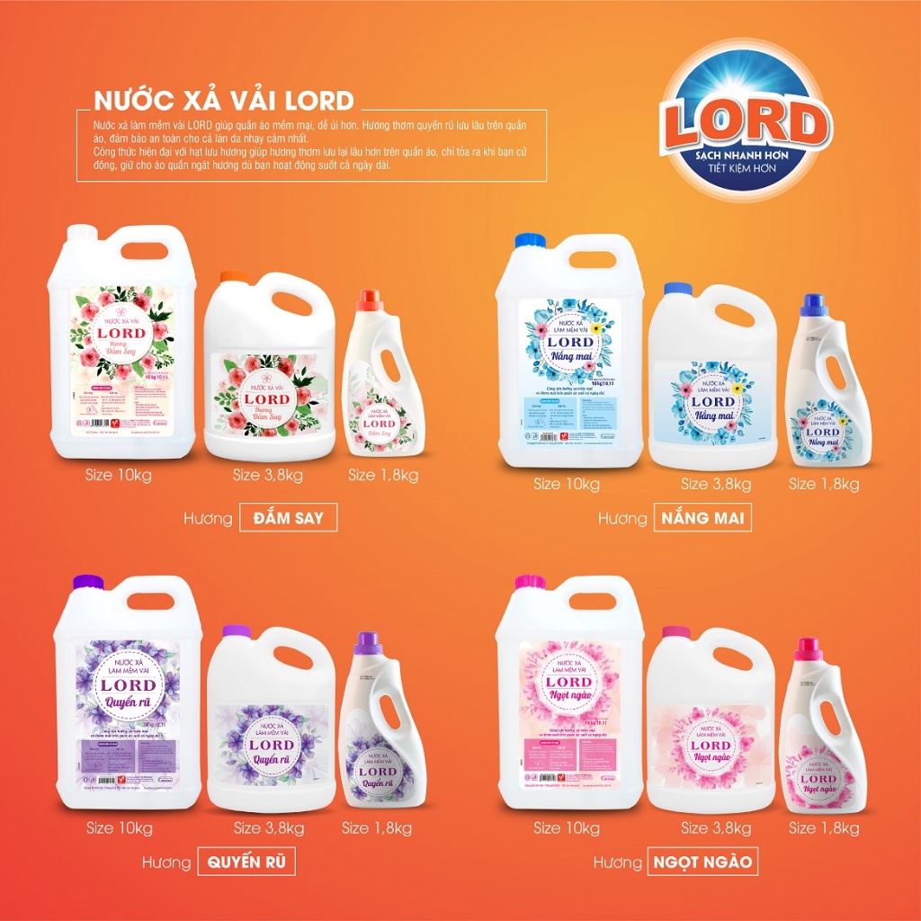 Ảnh Nước xả vải Lord hương nắng mai (xanh) 9.36kg 4