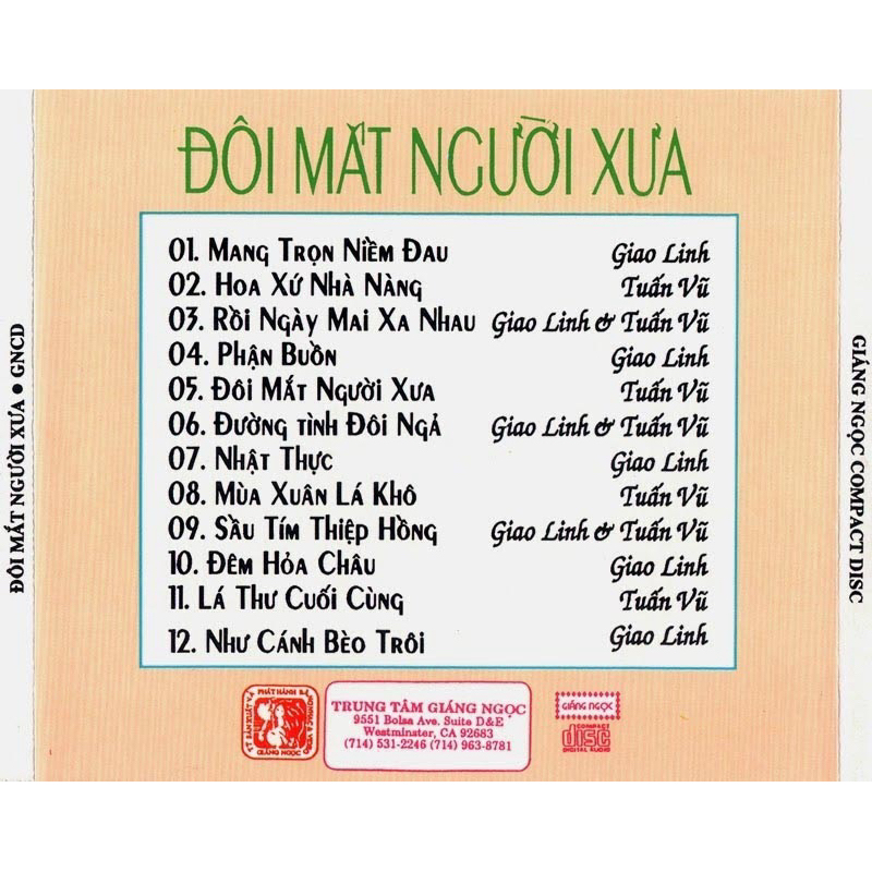 Băng Cassette Tuấn Vũ, Giao Linh - Đôi Mắt Người Xưa