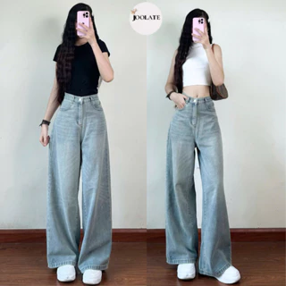 Quần Jean Ống Rộng, Quần Bò Ống Suông Cạp Cao Màu Wash Retro Joolate nhiều màu
