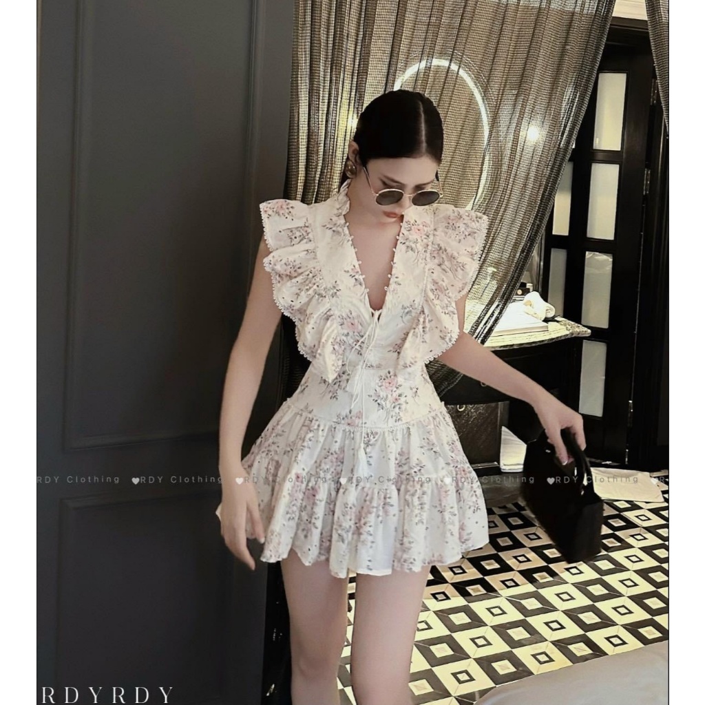 (Có BigSize) Đầm Váy Xô Thêu Cổ V Đan Đan Dây Ngực Tay Cánh Tiên Viền ...
