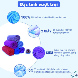 Khăn lau xe ô tô 35x75cm Thai Bình Towel chất liệu Microfiber mềm mịn thấm hút nước