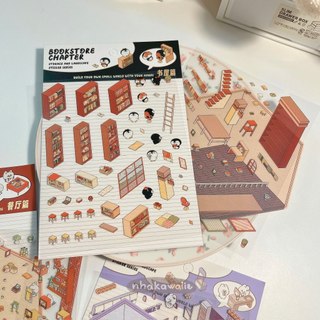 Sticker 3D sắp xếp bài trí cửa hàng nhiều mẫu Nhà Kawaii