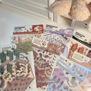 Sticker 3D sắp xếp bài trí cửa hàng nhiều mẫu Nhà Kawaii