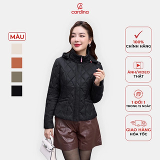 (Có sẵn)Áo phao nữ CARDINA  chất liệu vải gió cao cấp giữ ấm tuyết đỉnh kiểu dáng có mũ trẻ trung tiện lợi 4PNF02