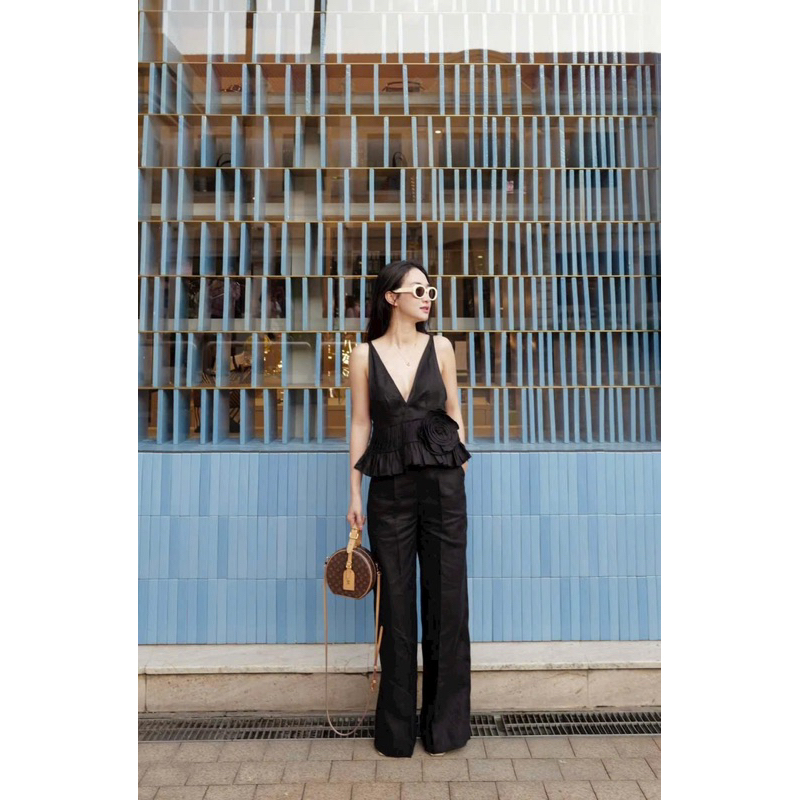 [Mya house] Áo linen sát nách cổ V hoa eo ORCHID TOP