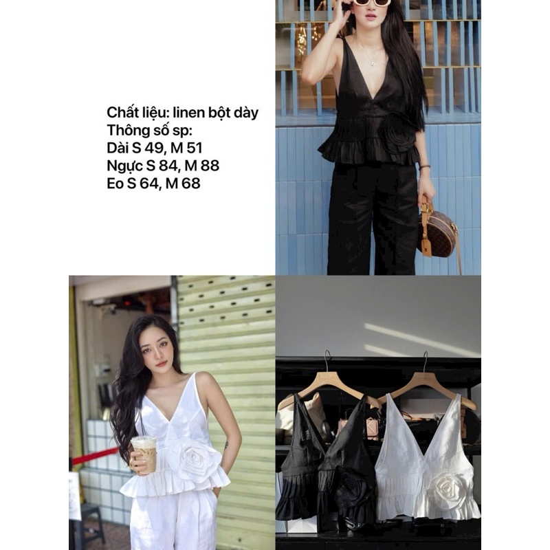 [Mya house] Áo linen sát nách cổ V hoa eo ORCHID TOP