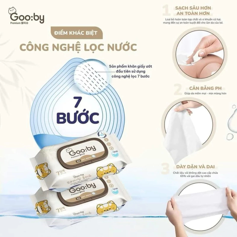 Khăn ướt Gooby Hàn Quốc có nắp 60 - 100 tờ