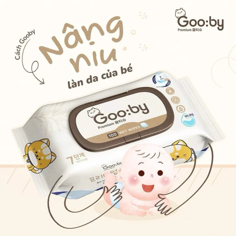 Khăn ướt Gooby Hàn Quốc có nắp 60 - 100 tờ