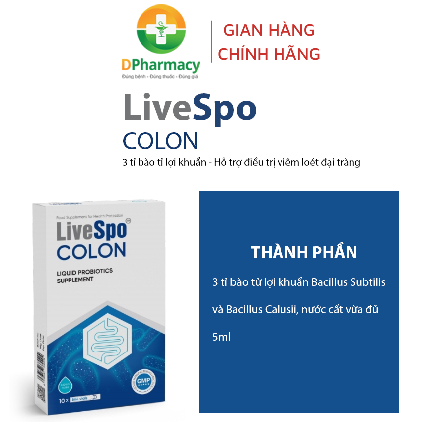 LiveSpo Colon-Men vi sinh chứa bào tử lợi khuẩn dùng cho Viêm Đại Tràng, Tiêu chảy, Táo bón