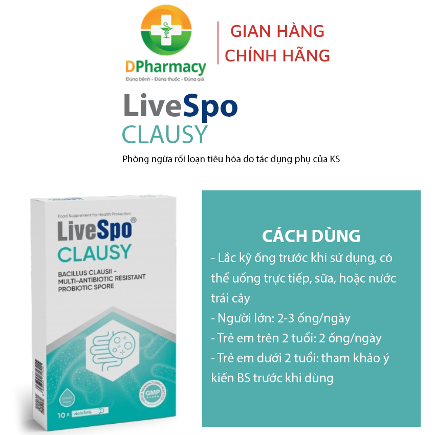 [ TÍCH ĐIỂM ] LiveSpo Clausy, Men Vi Sinh Giúp Giảm Rối Loạn Tiêu Hóa Cho Người Uống Kháng Sinh
