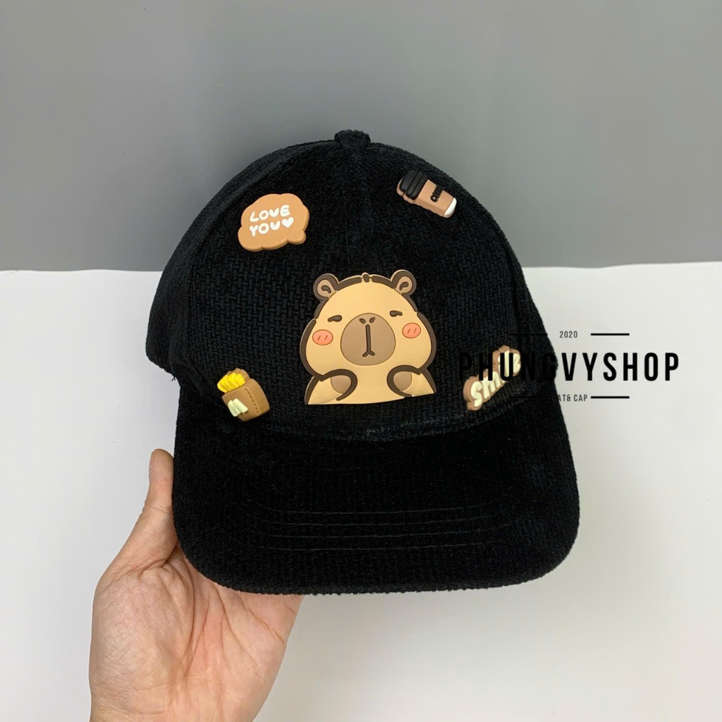 Có 2 Size_Mũ bucket lưỡi trai tai bèo vành trai gái trẻ em phungvyshop-nón /Bo Kết NHUNG TUYẾT CAPYBARA LOẠI CHARM /