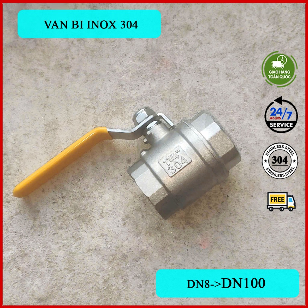 VAN BI 2pc ball vAlves inox TAY GẠT INOX 304 DN15-DN50 | Shopee Việt Nam