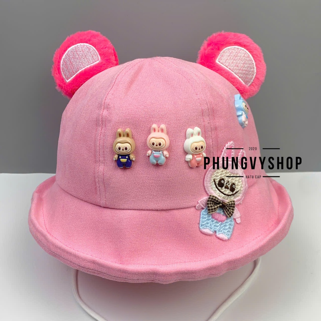 Bé Trên 4 Tuổi/Vđ 55cm_Mũ bucket tai bèo vành trai gái trẻ em phungvyshop-nón /Bo trung Lật Labu bu ĐỨNG NGHIÊNG  /
