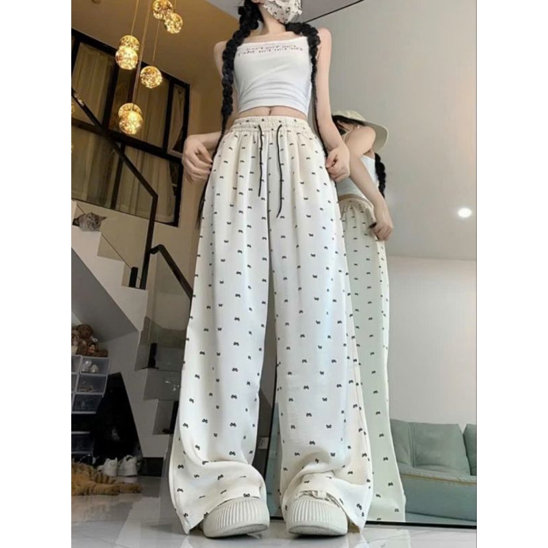 Quần Nữ Dáng Suông Cạp Chun Trendy Họa Tiết Đẹp Lưng Chun , Quần Xuông Nữ Chun Họa Tiết Siêu Xinh