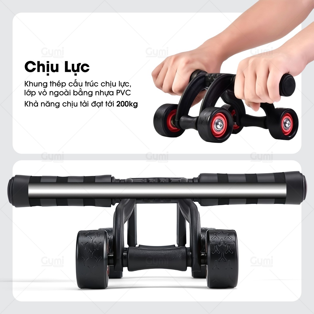 [Kèm Thảm Lót] Con Lăn Tập Bụng 4 Bánh Đa Năng - Dụng Cụ Tập Cơ Bụng Tại Nhà - ConLan4Banh