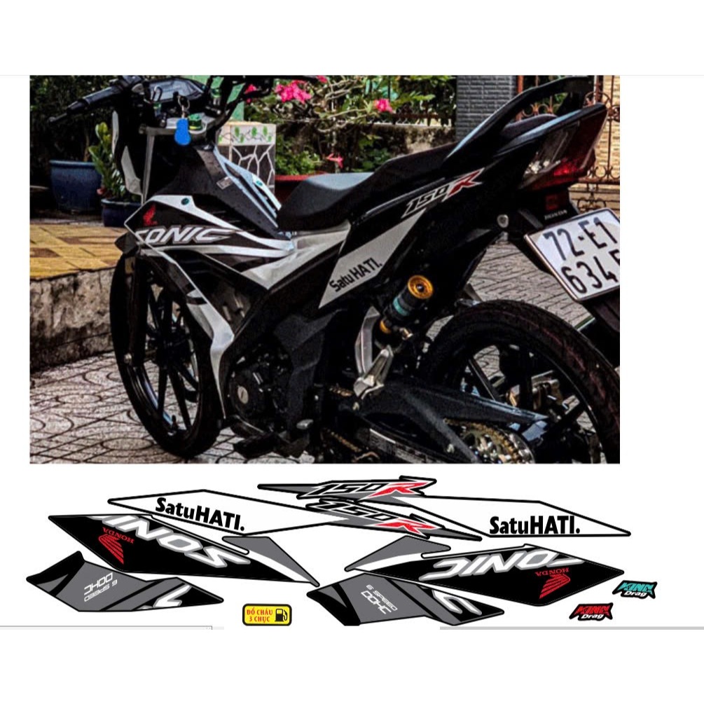 TEM RỜI SONIC 150, CAO CẤP, CHẤT LIỆU IN 3 LỚP PPF, CHỐNG NƯỚC, KHÔNG PHAI MÀU, NHÃN DÁN.