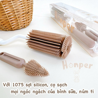(THANH LÝ) Cọ Bình Silicon Honper 3 chi tiết Cọ Bình, Cọ Núm ti, Cọ ống hút đễ dàng tiện lợi khi sử dụng