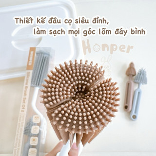 (THANH LÝ) Cọ Bình Silicon Honper 3 chi tiết Cọ Bình, Cọ Núm ti, Cọ ống hút đễ dàng tiện lợi khi sử dụng