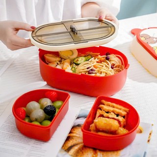 Hợp Cơm,Hộp Đựng Cơm Dùng Cho Lò Vi Sống Tặng Kèm Thìa Đũa Muỗng Thiết Kế Nhiều Ngăn Chất Liệu Nhựa An Toàn