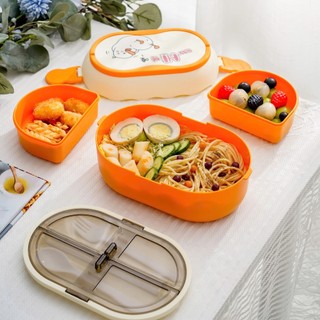 Hợp Cơm,Hộp Đựng Cơm Dùng Cho Lò Vi Sống Tặng Kèm Thìa Đũa Muỗng Thiết Kế Nhiều Ngăn Chất Liệu Nhựa An Toàn
