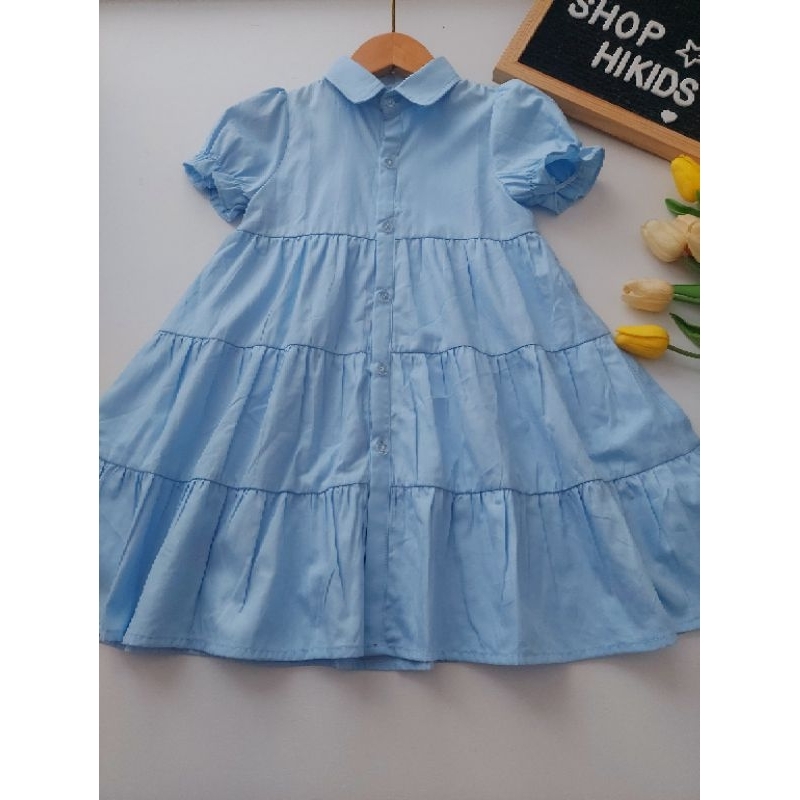 Váy Đầm Cao Cấp Cho Bé Gái Babydoll Sơ Mi Thô Lụa Mềm Thấm Hút Tốt Dáng A Xòe