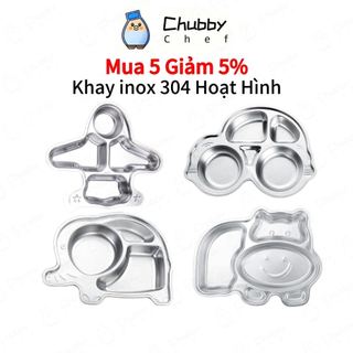 khay inox đựng thức ăn inox 304 cao cấp Khay cơm cho bé sâu lòng Nhiều hình dạng hình khay cơm chia ngăn
