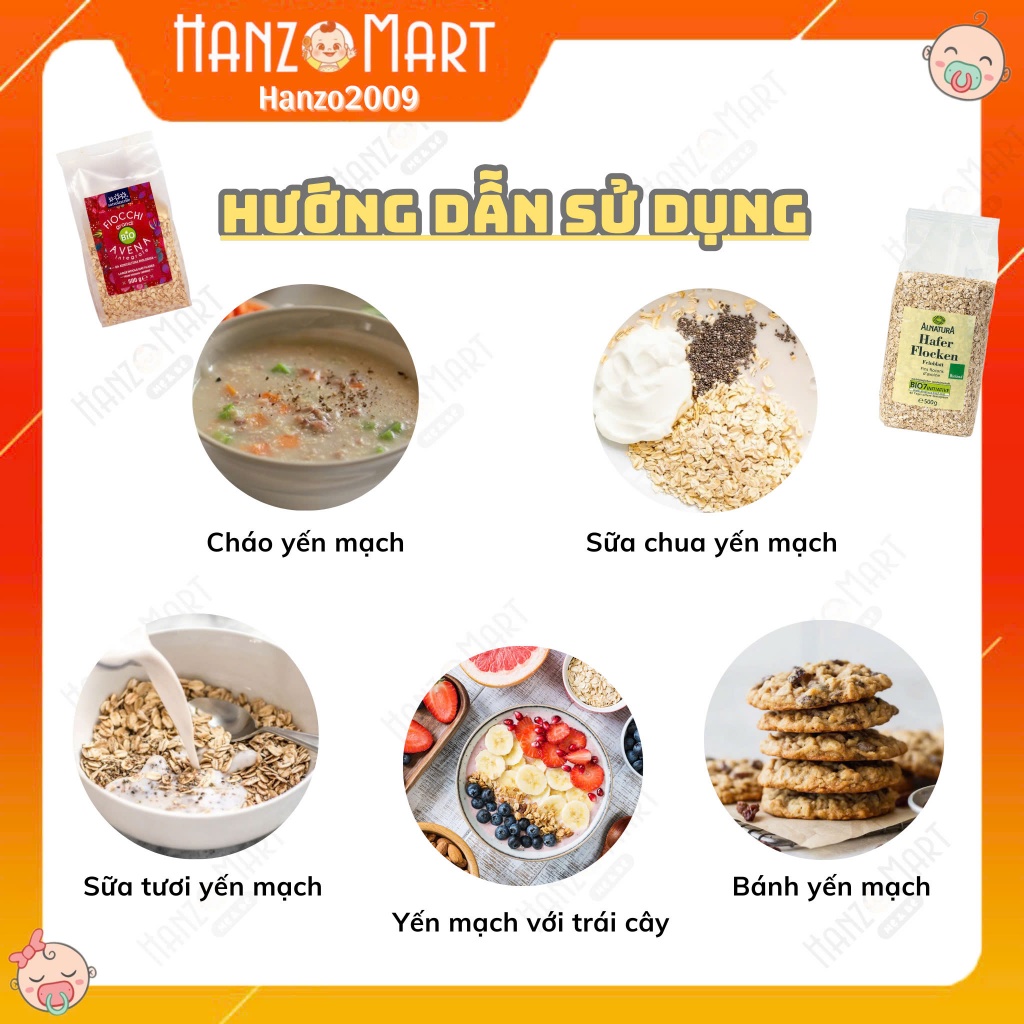 Yến mạch cho bé ăn dặm cán vỡ Hafer Flocken Đức 500gr
