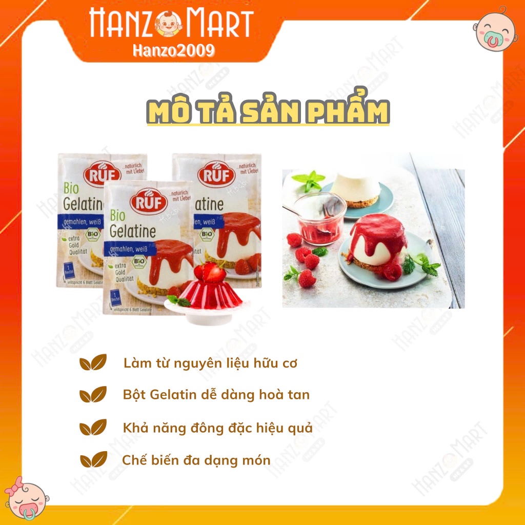 Gelatin hữu cơ cho bé gelatine hữu cơ Ruf và Gelatine thường Ruf kẹo chip chip kẹo dẻo HANZOMART