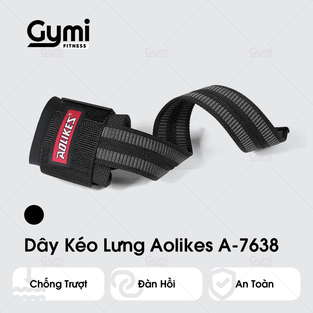 [1 Đôi] Dây Kéo Lưng Aolikes A-7638 - Chống Trượt, Hỗ Trợ Cổ Tay Tập Gym, Deadlift - AL7638