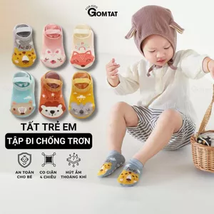 Tất trẻ em chống trượt ngã tập đi GOMTAT, vớ chống trượt trẻ em chất cotton mềm mại - YIQ-C021