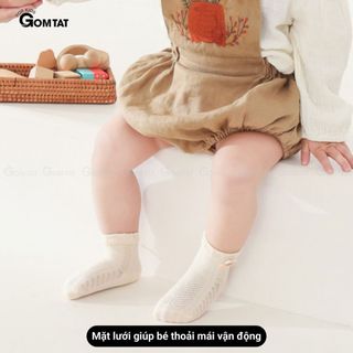 Tất trẻ em phối lưới thoáng khí GOMTAT, vớ trẻ em mặt lưới mềm mại, an toàn với da bé - YIQ-W018