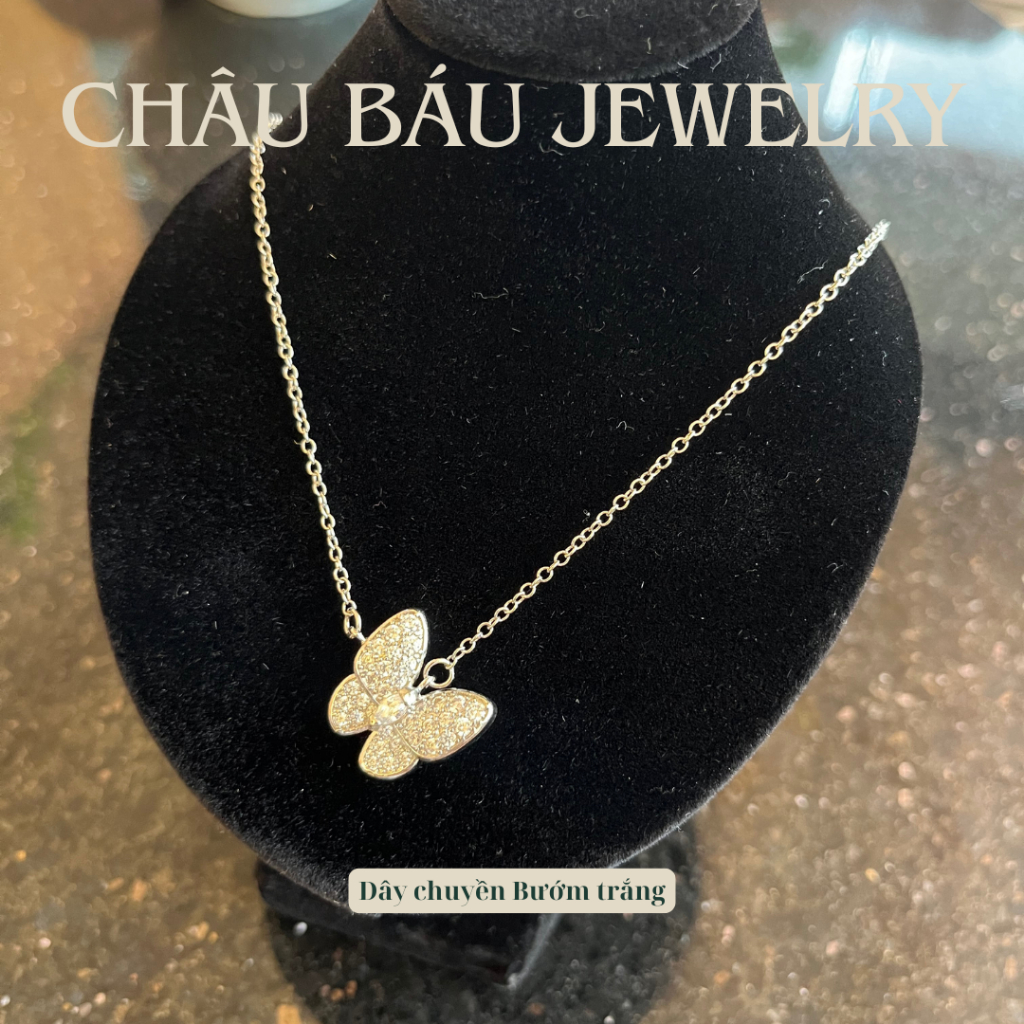 [Ảnh & Clip thật] Dây chuyền Bạc bướm trắng đính đá CZ, tặng hộp nhung trang sức