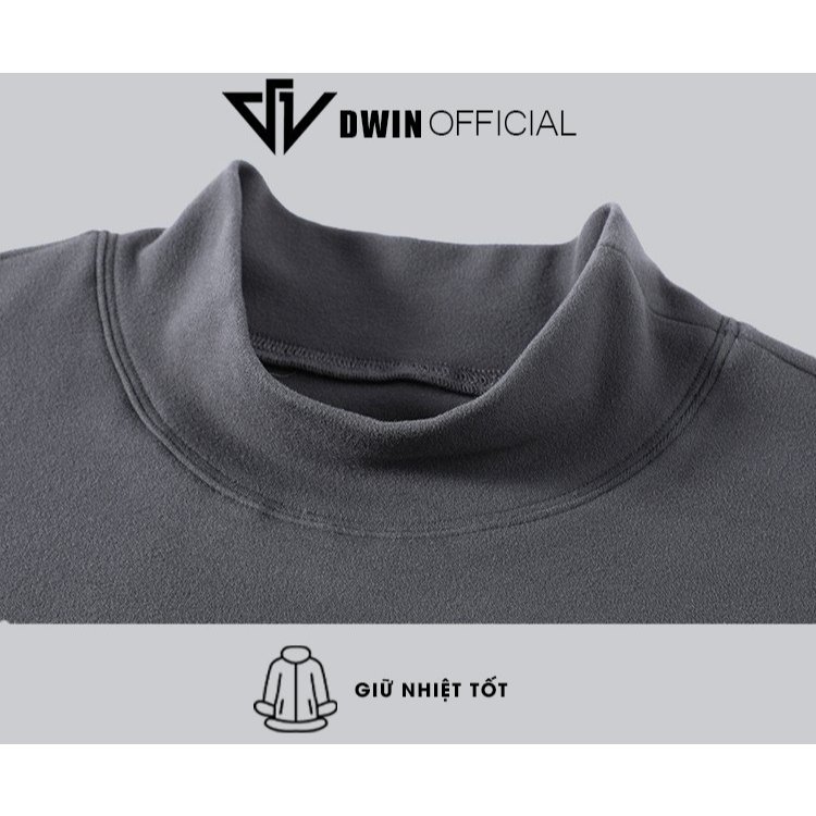 Ảnh Áo giữ nhiệt nam dài tay Dwin chất lông thỏ thun cao cổ co giãn lót nỉ 2 mặt local brand 2.0 2