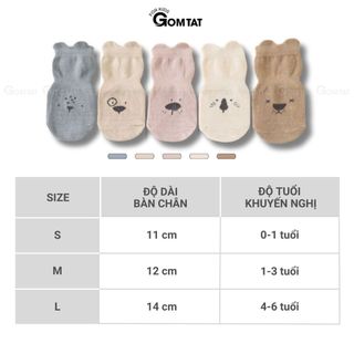 Tất trẻ em hình gấu chống trượt ngã GOMTAT, vớ đệm silicon chống trơn cho bé tập đi - YIQ-BC001