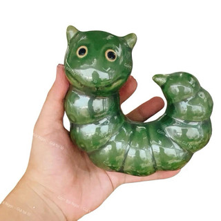 Chú Sâu Xanh Gốm Vui Vẻ Đứng/Nằm Trang Trí Tiểu Cảnh - Sâu Thả Vườn - Cho Ngôi Vườn Trở Nên Sinh Động - Gốm Lái Thiêu