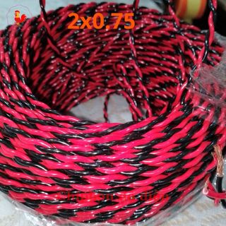 Dây điện đôi đỏ đen lõi đồng, dây loa xoắn 2x0,75