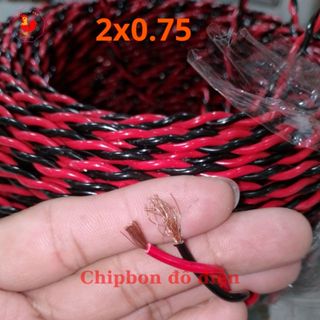 Dây điện đôi đỏ đen lõi đồng, dây loa xoắn 2x0,75