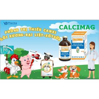 Calcimag chai 100ml Vb Pharma bổ sung canxi magie DD uống tiêm truyền chó mèo bò dê cừu ngựa heo