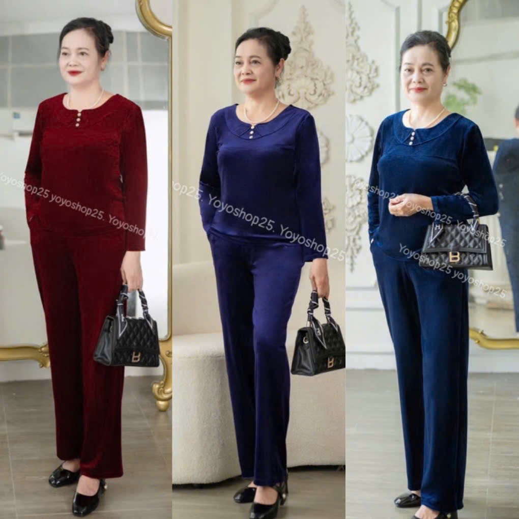 (CB5) Bộ Trung Niên Thu Đông Sang Trọng Cho Mẹ, Bộ Thời Thượng tay dài Mặc đi chơi, đi Chợ YOYOSHOP