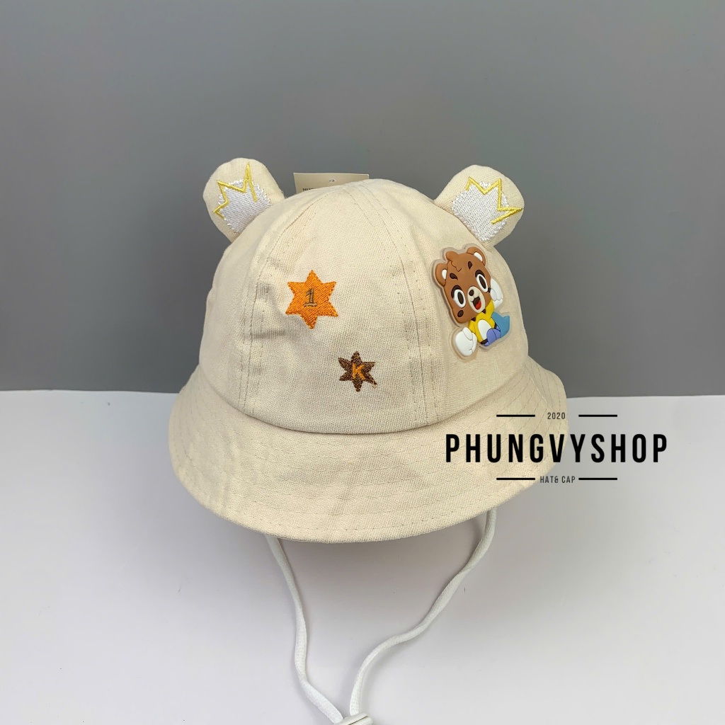 (SALE)Bé 1- 2 Tuổi/Vđ 49cm_Mũ bucket tai bèo vành trai gái trẻ em phungvyshop-nón /Bo nhí nhung GẤU TAI VƯƠNG MIỆN /