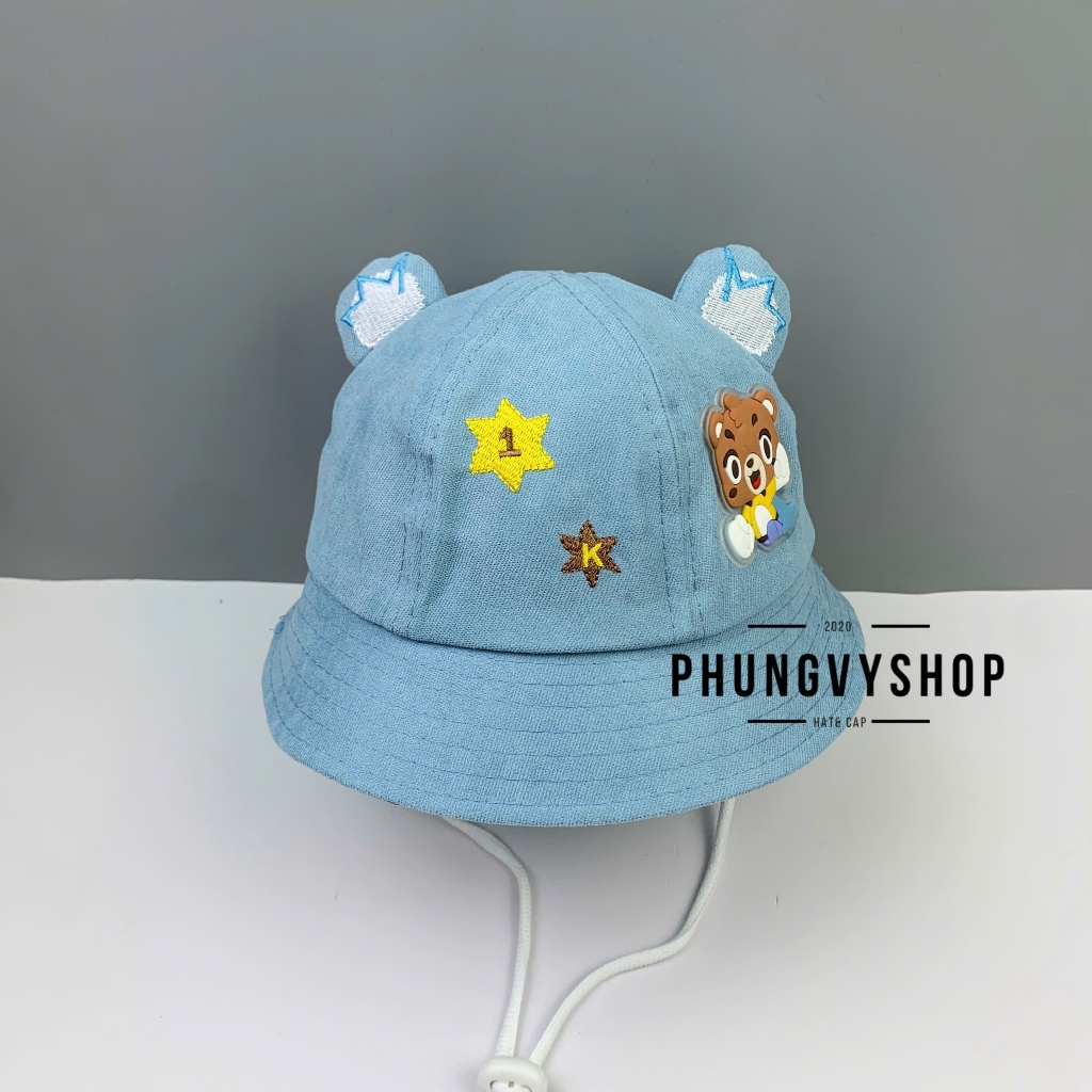 (SALE)Bé 1- 2 Tuổi/Vđ 49cm_Mũ bucket tai bèo vành trai gái trẻ em phungvyshop-nón /Bo nhí nhung GẤU TAI VƯƠNG MIỆN /