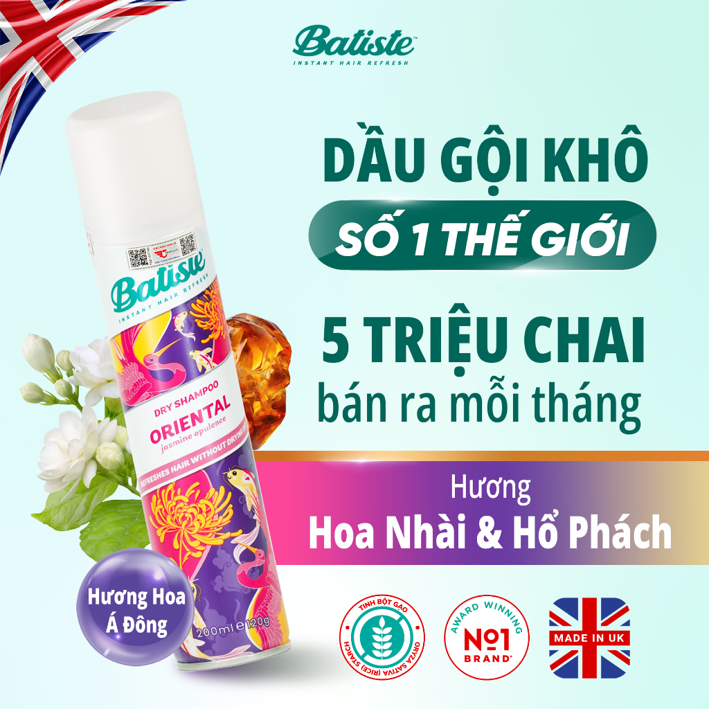 Ảnh Dầu Gội Khô Batiste Hương Hoa Á Đông Sang Trọng Quý Phái - Batiste Dry Shampoo Pretty & Opulent Oriental 200ml 1